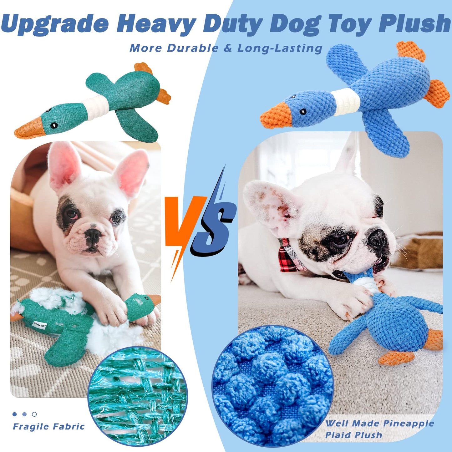 Vitscan Upgraded Goose Durable Dog Toys for Aggressive Chewers Small Medium Large Breed/Dog Chew Toy Crinkle Squeaky Plush Dog Puppy Chew Toys for Teething/Interactive Dog Toys
