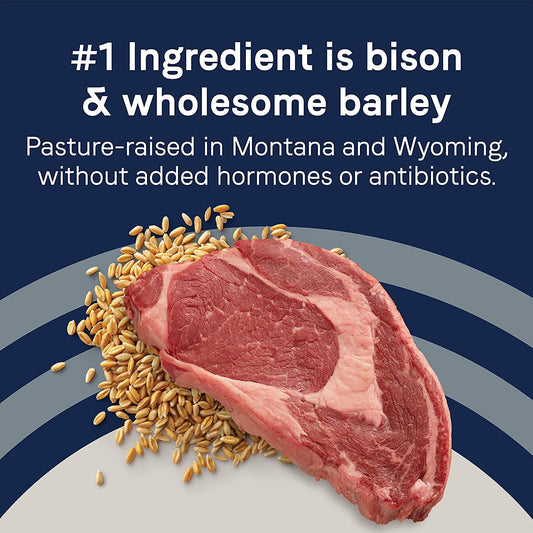 CANIDAE Pure Limited Ingredient Premium Adult Dry Dog Food, Real Bison & Barley Recipe, 4 lbs, with Wholesome Grains