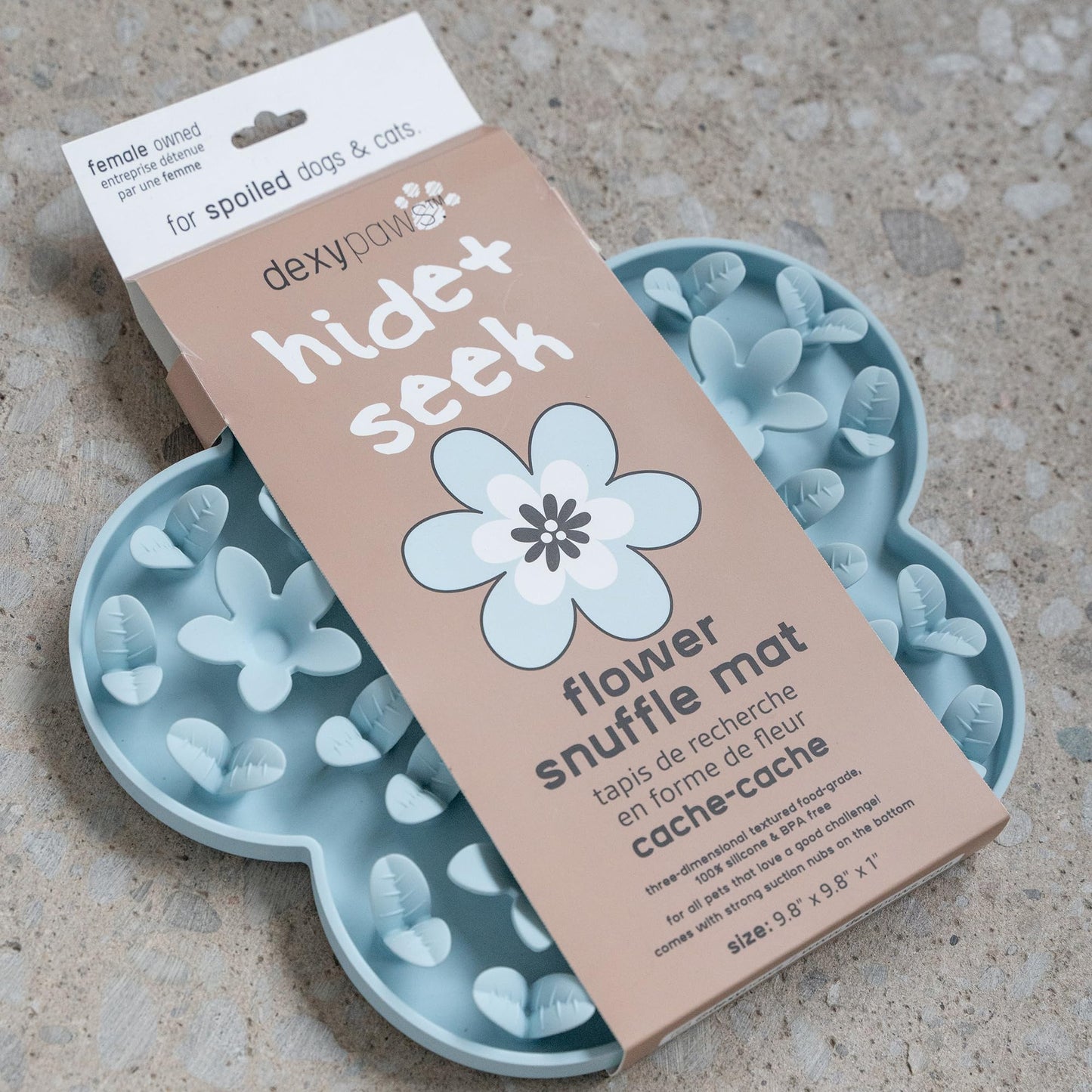 Dexypaws: Enrichment Snuffle Mat: Sky Blue Flower - Textured Dog Feeding Pad, Food Grade Silicone, Spread Food &Treats, Pet Soothing, Suction Back