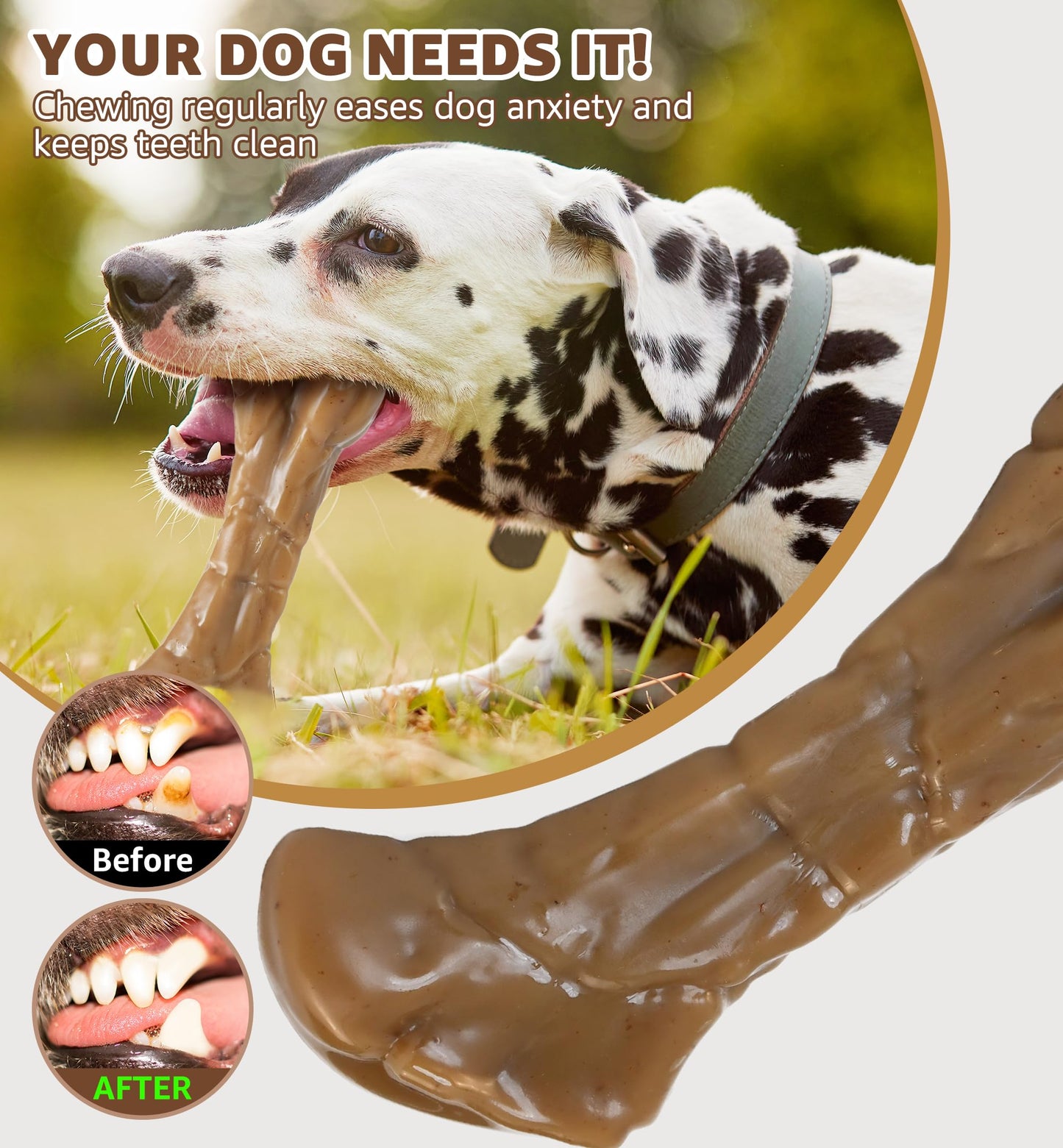 IPTPAS Tough Dog Chew Toy Infused with Real Cowhide, Long-Lasting Beef Flavor, Indestructible Nylon Bone Toy for Aggressive Chewers, Dental Care, Multiple Size Options for All Breeds (Large)