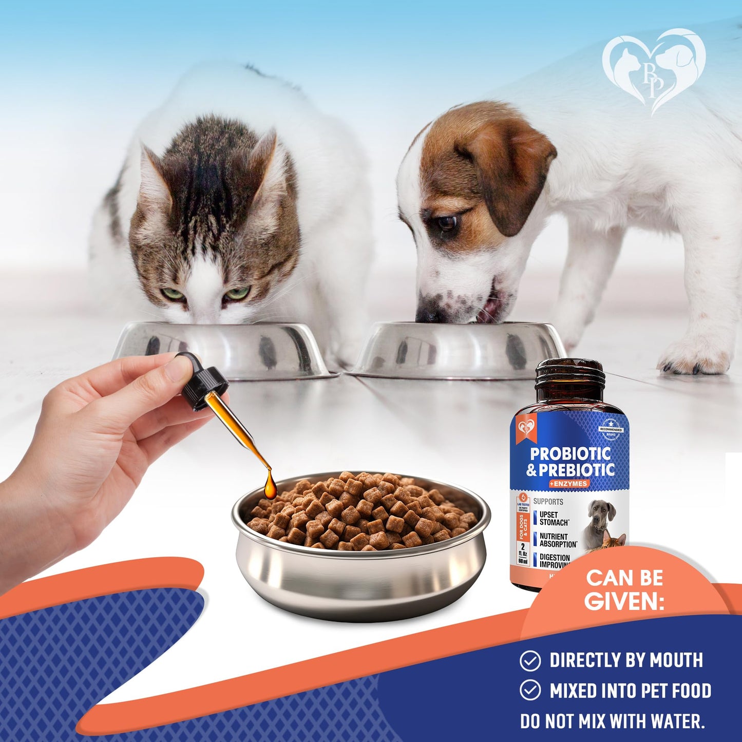 Probiotics & Prebiotics with Enzymes for Dogs and Cats - Digestive Gut Flora Health Pet Food Supplements - Constipation & Diarrhea and Gas Home Remedy - Upset Stomach Relief - Made in USA