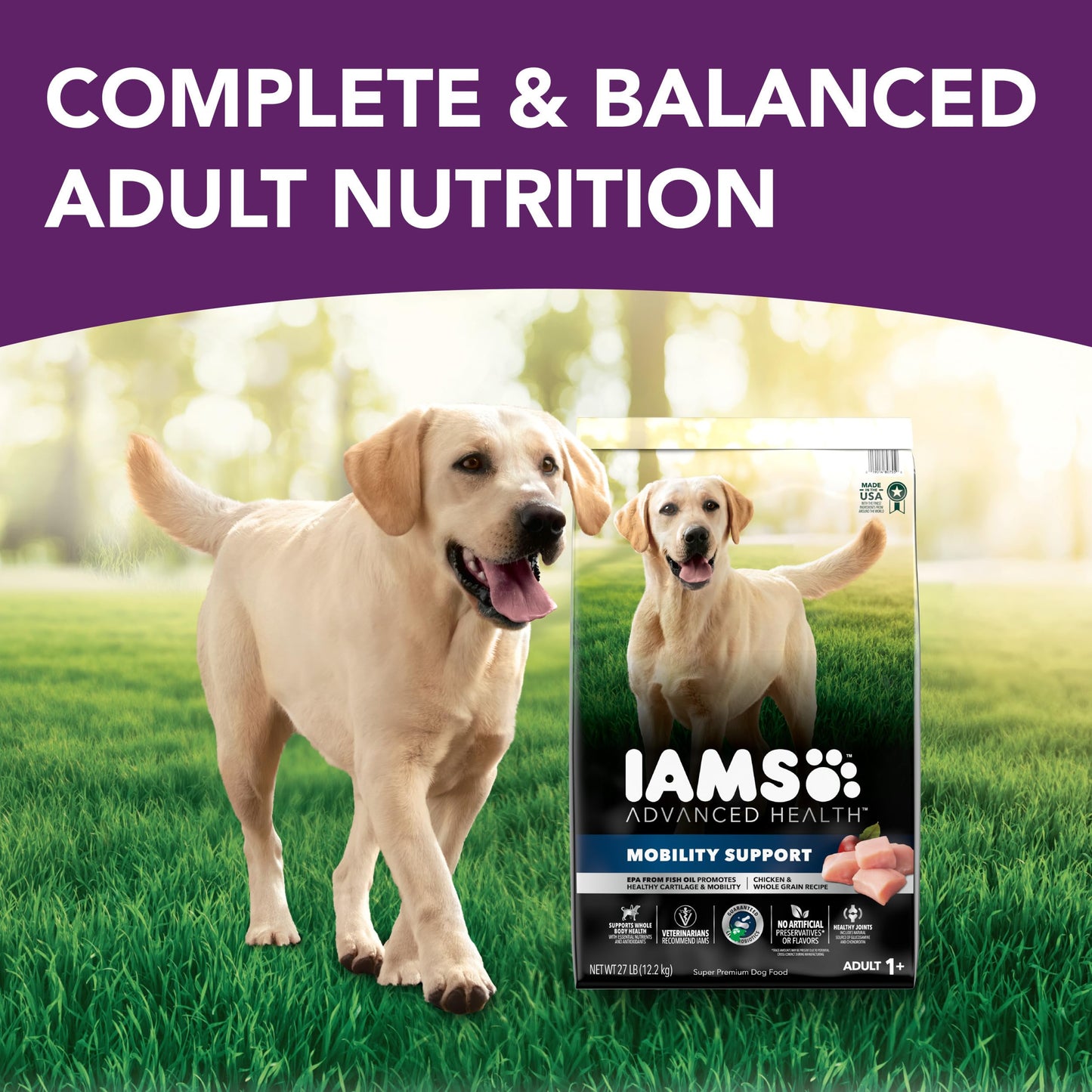 IAMS Advanced Health Mobility Support Chicken and Whole Grain Recipe Adult Dry Dog Food, 27 lb. Bag