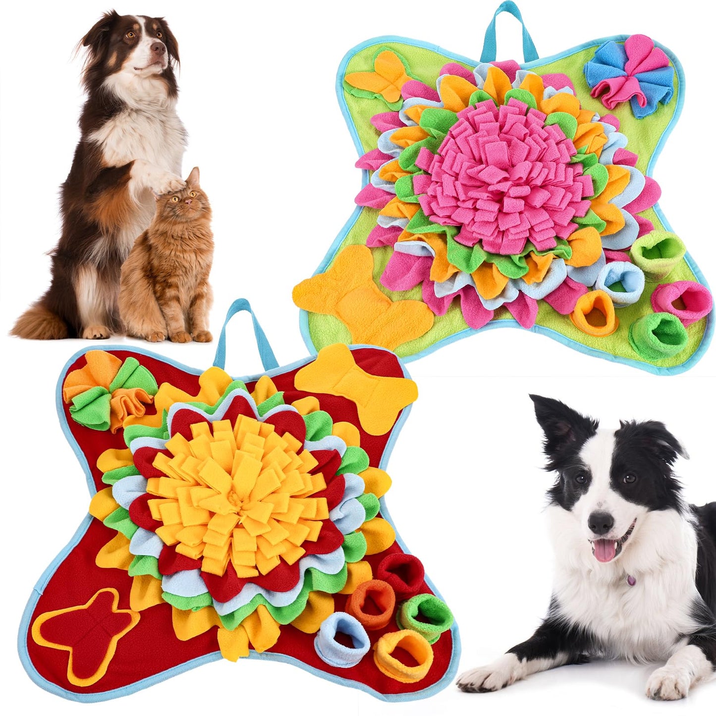 2 Pack Pet Snuffle Mat for Dogs Treat Interactive Dog Feeding Mat Dog Sniffing Mat Portable Dog Puzzle Toys for Small Medium Breed Dogs Puppy Foraging Feed Game
