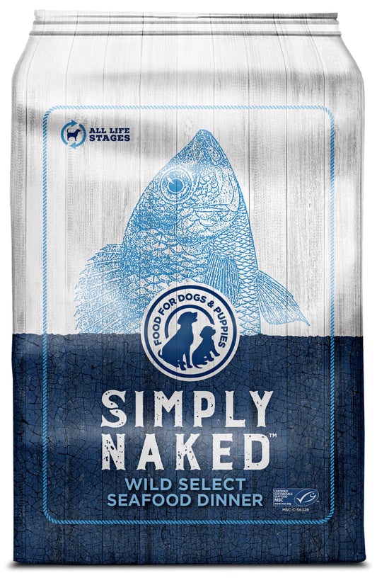 SIMPLY NAKED Wild Select Seafood Dog Food | No Chicken or Other Animal by-Products | Rich in Omega 3 & 6 Fatty Acids | Sustainably Sourced Wild Caught Fish | Made in The USA | 11lb Bag