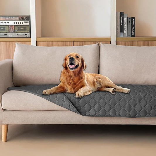 gogobunny 3X Stronger Waterproof Pet Blanket, Scratch Proof Furniture Protector for Dogs Cats, Reversible Cover 30x80 Inch, Dark Grey