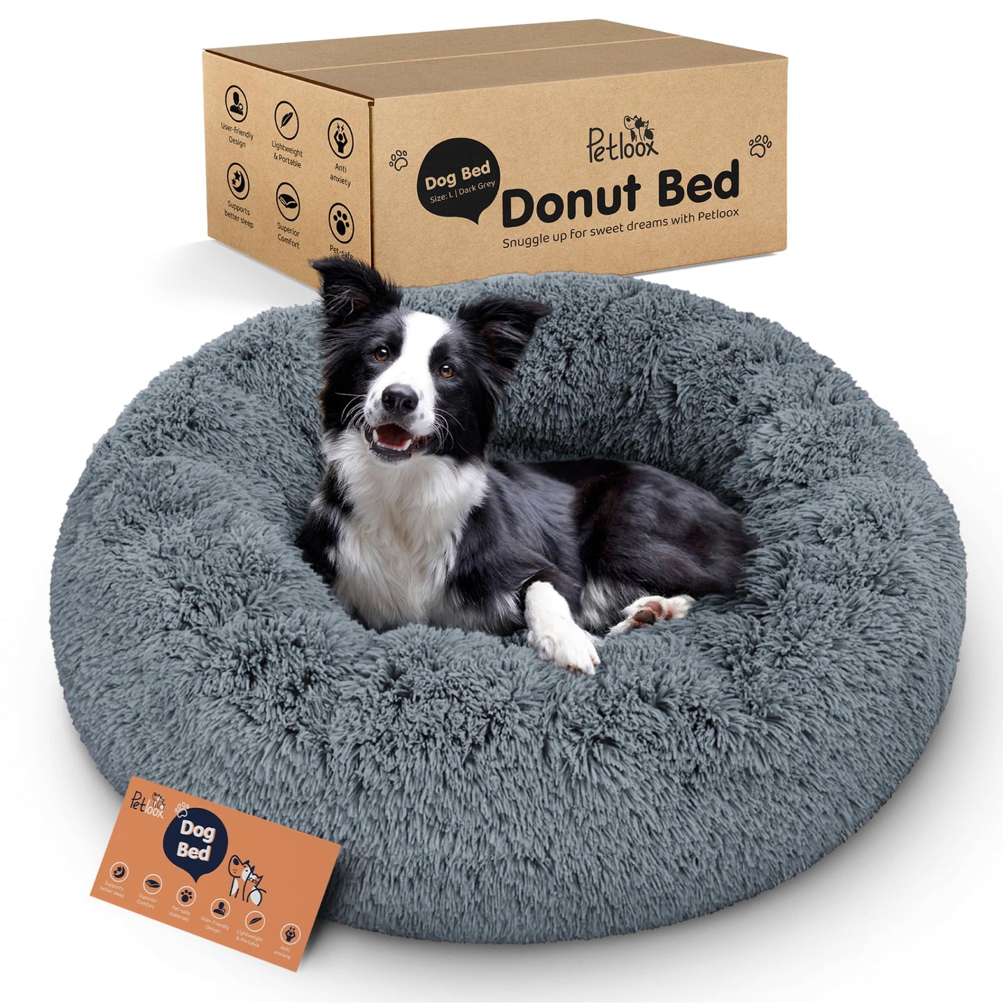Petloox Clearance Round Dog Bed - Premium Comfort for Anxiety Relief - Fluffy & Calming Design with Ultra-Plush Support | Cozy Dog Bed with Super Soft Circle Style