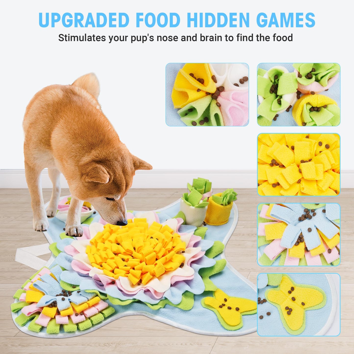 TWOPER Snuffle Mat for Dogs Interactive Sniff Mat Slow Feeding and Keep Busy Snuffle Toys for Foraging Skill Development Anxiety Relief and Mental Stimulation, Machine Washable