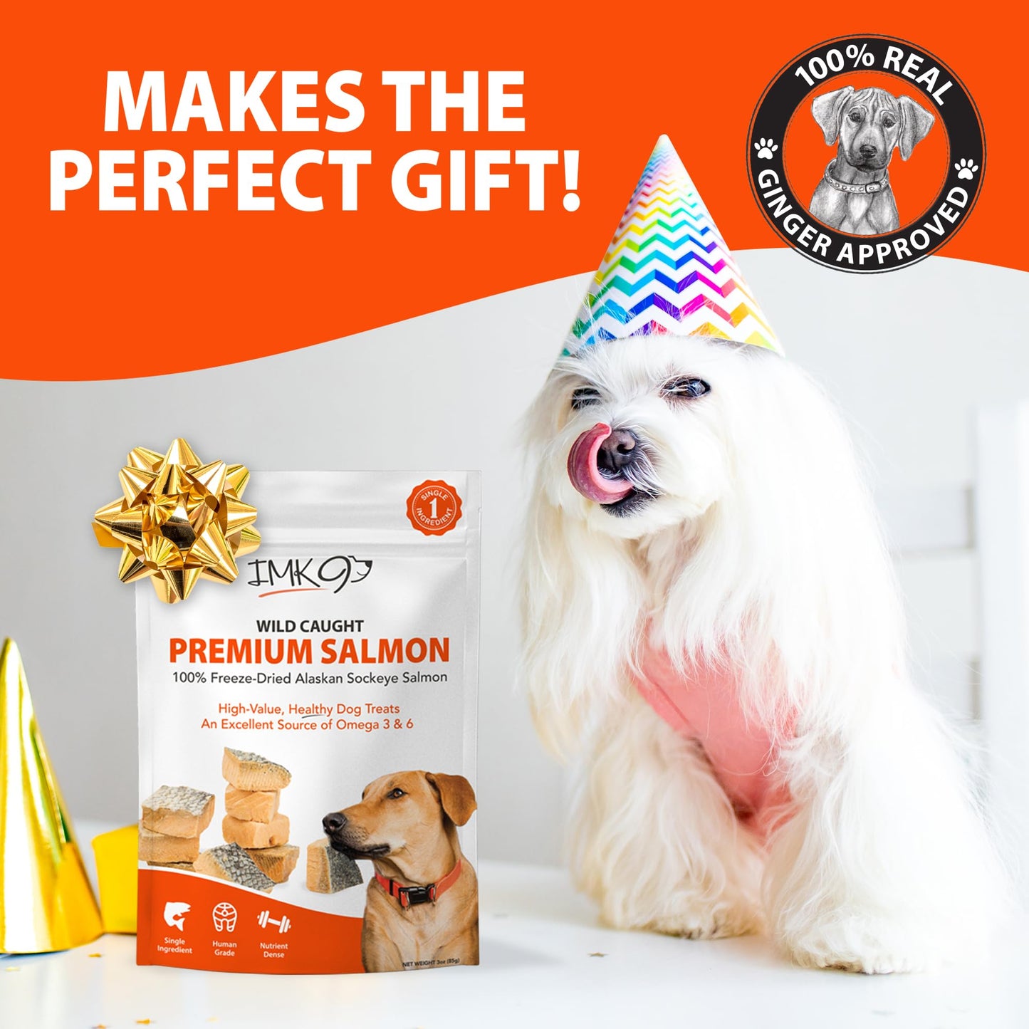 Freeze Dried Salmon Dog Treats – All Natural Dog Treats, Healthy Protein, High Value Training – Omega 3-6 Fish Oil - 100% Pure Fish with Skin, Wild Caught - Single Ingredient, Grain Free - Made in USA