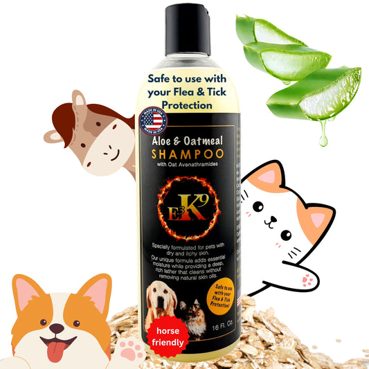 E3 Oatmeal Shampoo for Dogs and Cats - Hypollergenic - Aloe & Oatmeal Itchy Skin Relief - Dog Shampoo for Allergies & Itching - Oatmeal & Aloe, Soothes Sensitive Skin - Shampoo de Avena para Perros