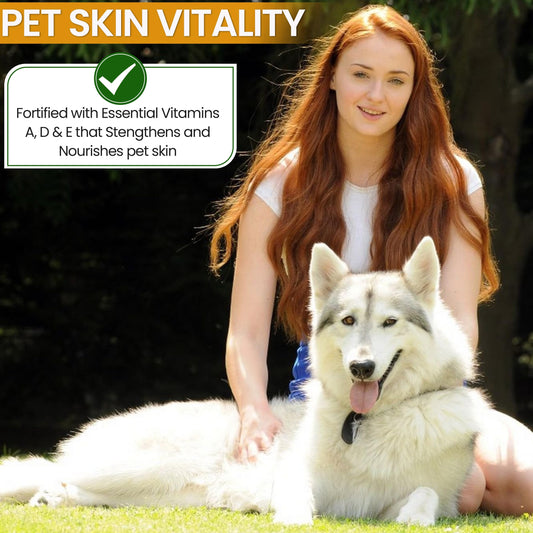 Dry Skin & Anti Itch Shampoo for Dogs | Oatmeal Dog Shampoo | Itchy Skin Relief | Hypoallergenic with Anti Dandruff Treatment | Anti-Fungal & Alcohol-Free | Nutrient-Rich | Suitable for All Pets