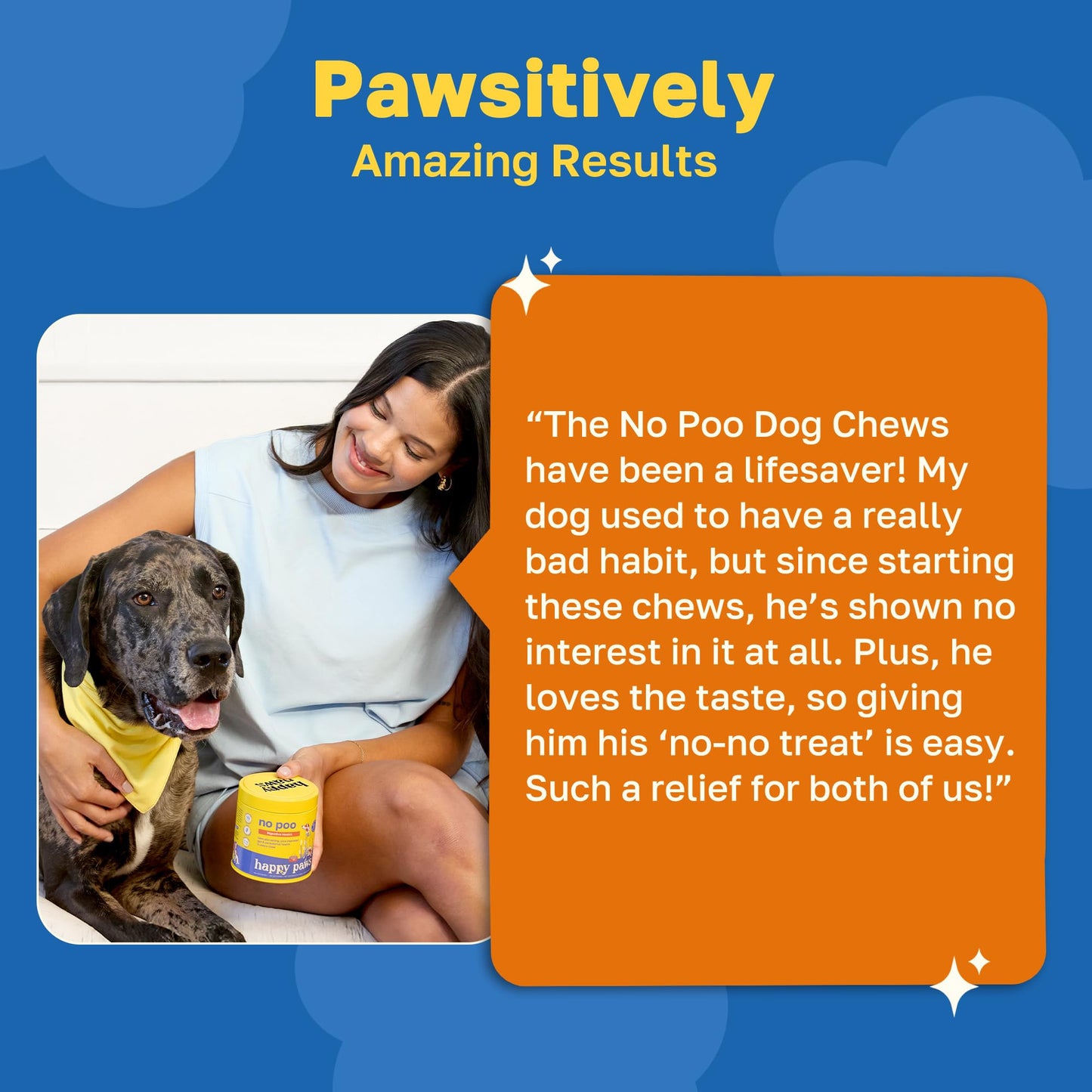 Happy Paws No Poo Chews for Dogs, Stool Eating Deterrent, Soft Chews for Dogs with Bromelain, Pumpkin, Probiotics & Enzyme Blend for Digestive Health, Organic, Vegan, Non GMO, Beef Flavor, 200 Count