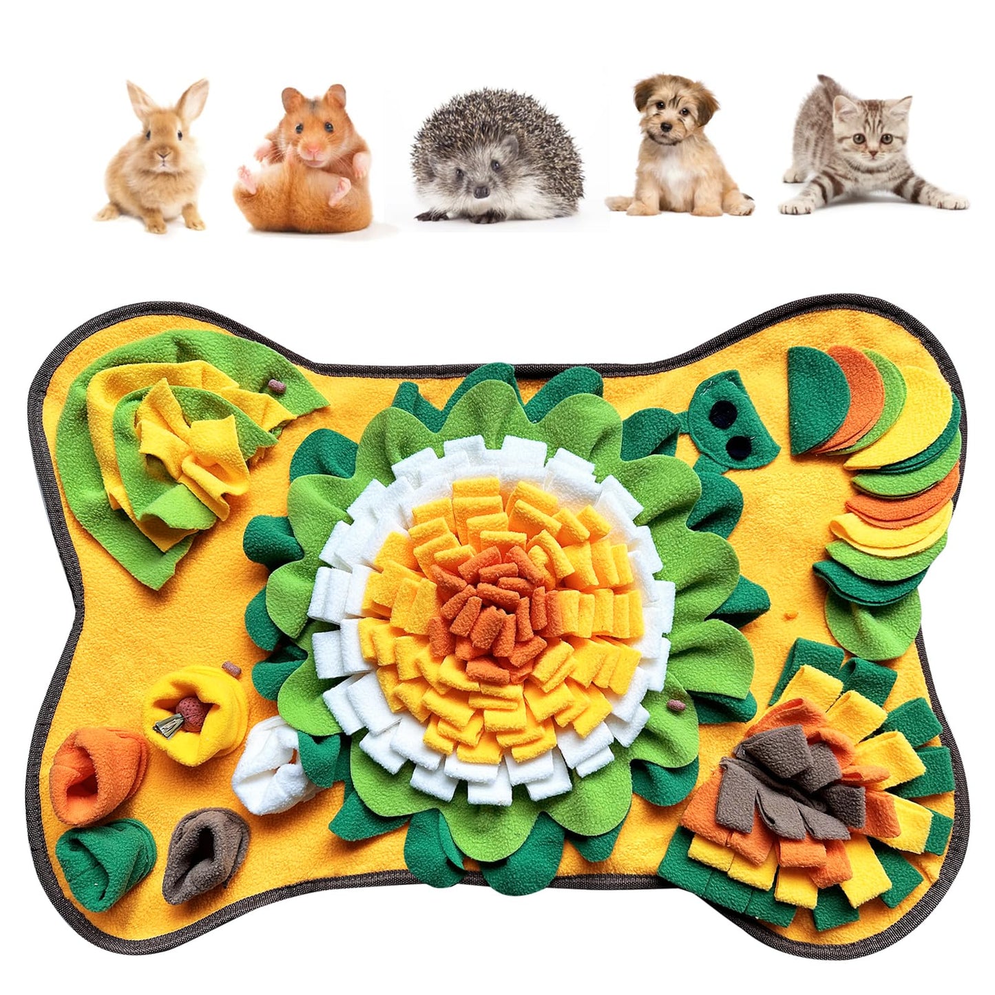 Rabbit Foraging Mat Snuffle Mat, Interactive Bunny Toys Feed Game for Boredom, Small Pet Puzzle Toy, Yuoaes 17.3" x 25.5" Polar Fleece Nosework Feeding Mat for Rabbits, Guinea Pigs, Ferrets