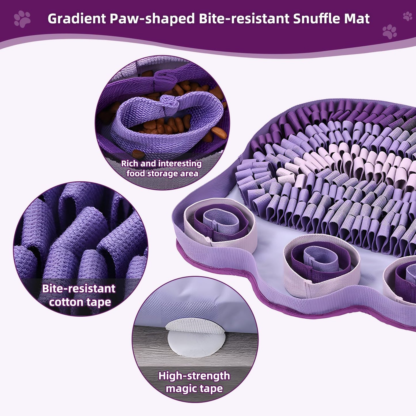 Snuffle Mat for Dogs - Interactive Sniff Mat & Slow Feeder for Dog Training, Stress Relief & Natural Foraging - Non-Slip, Portable, Durable - Purple
