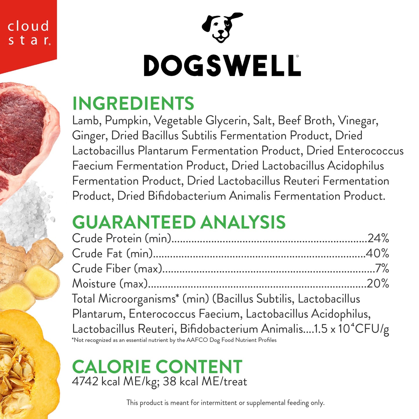 DOGSWELL Gut Health Mini Jerky Functional Dog Treats, Lamb 4 oz. Bag