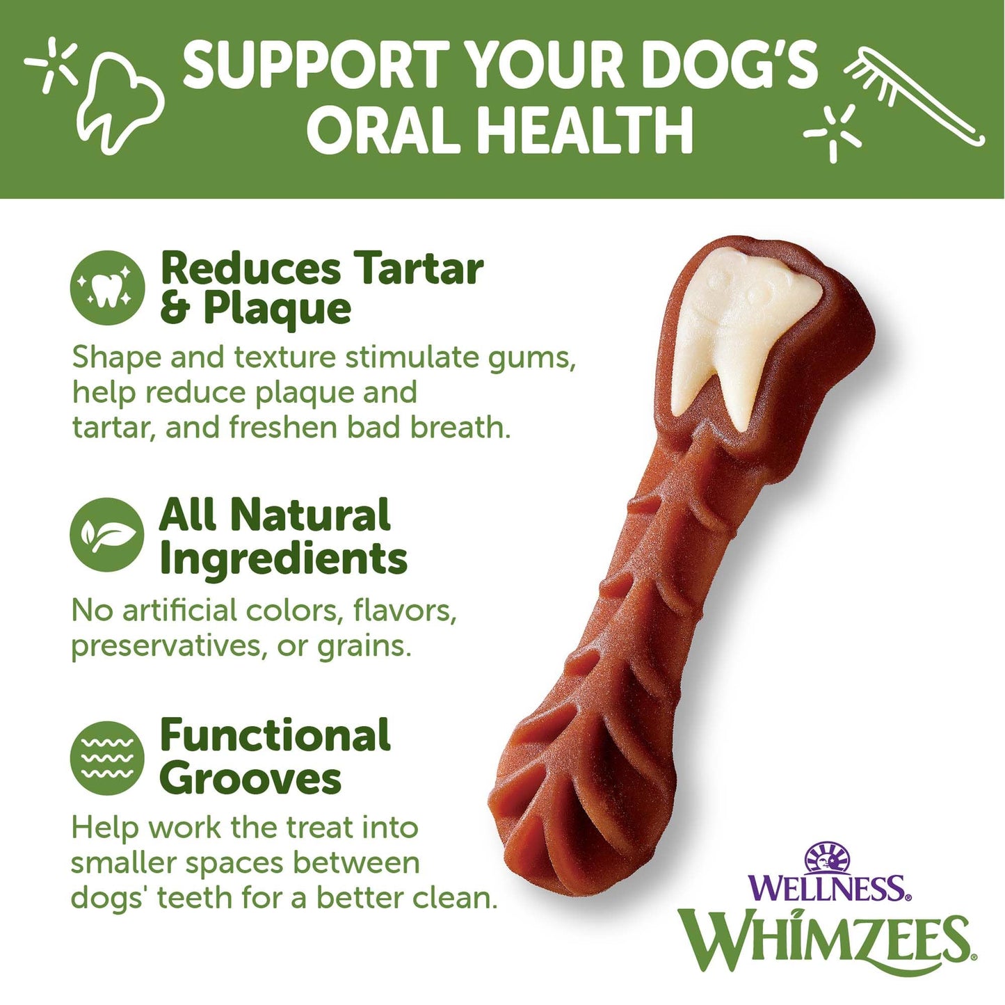 Wellness WHIMZEES Value Box Dog Dental Treats, Natural Chews, Large Size, (24 Count)
