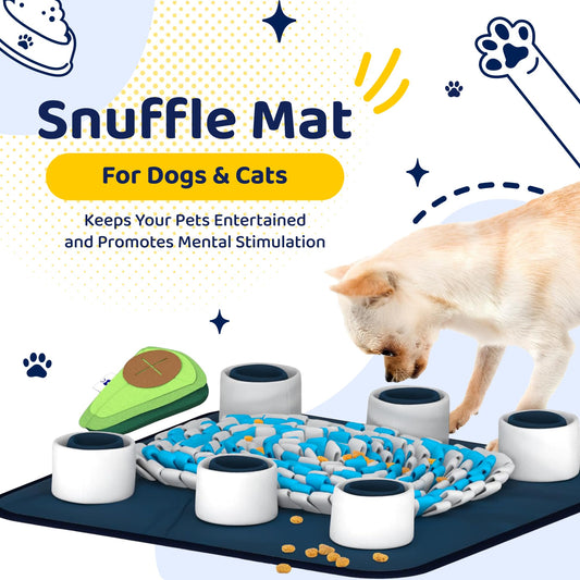 Panda Products - Dog & Cat Snuffle Mat for Mental Stimulation & Slow Feeding, Bite-Resistant Fleece & Nylon, 18.3' x 17.4'