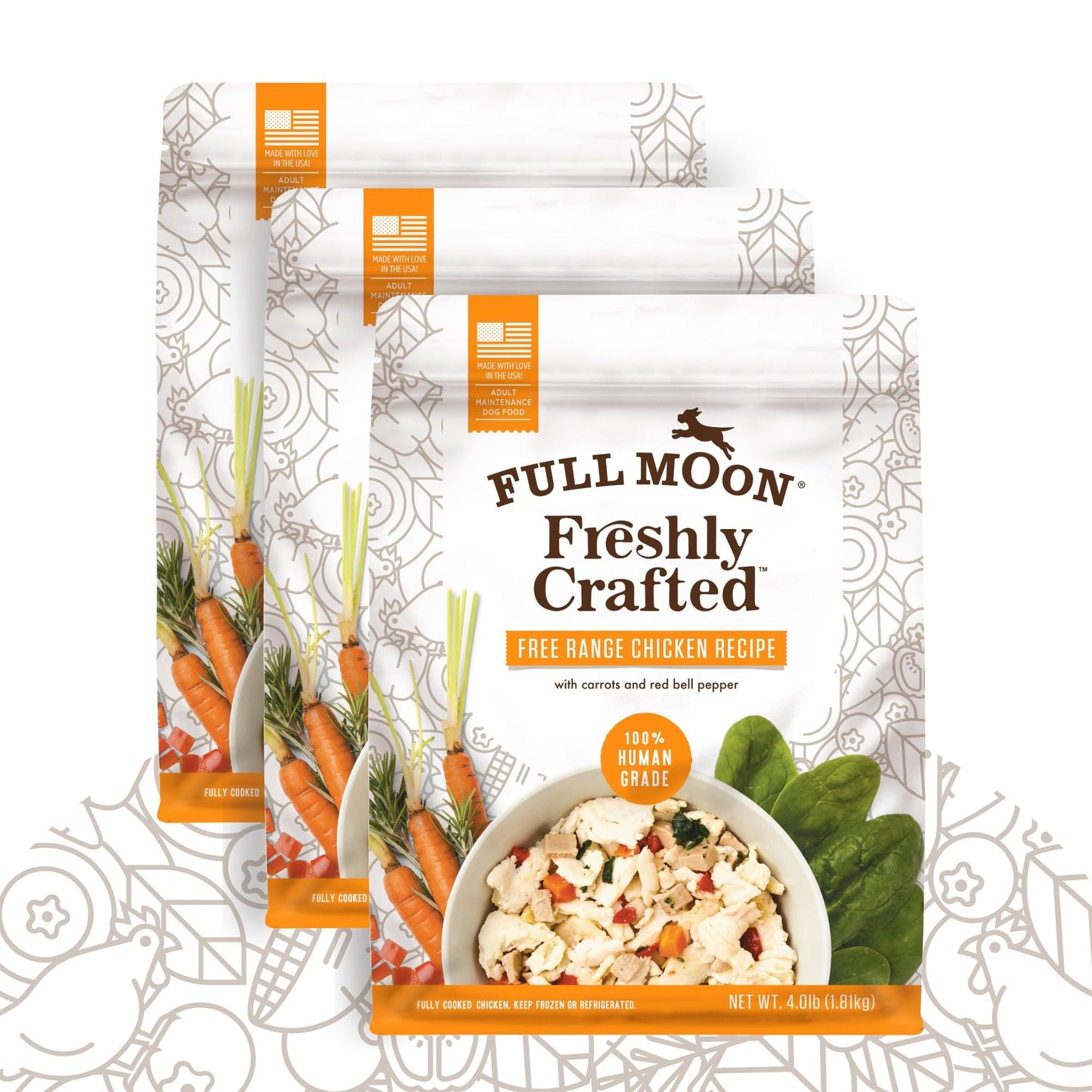 FULL MOON® NAE Freshly Crafted Free Range Chicken Dog Food 64 OZ (Pack of 3)