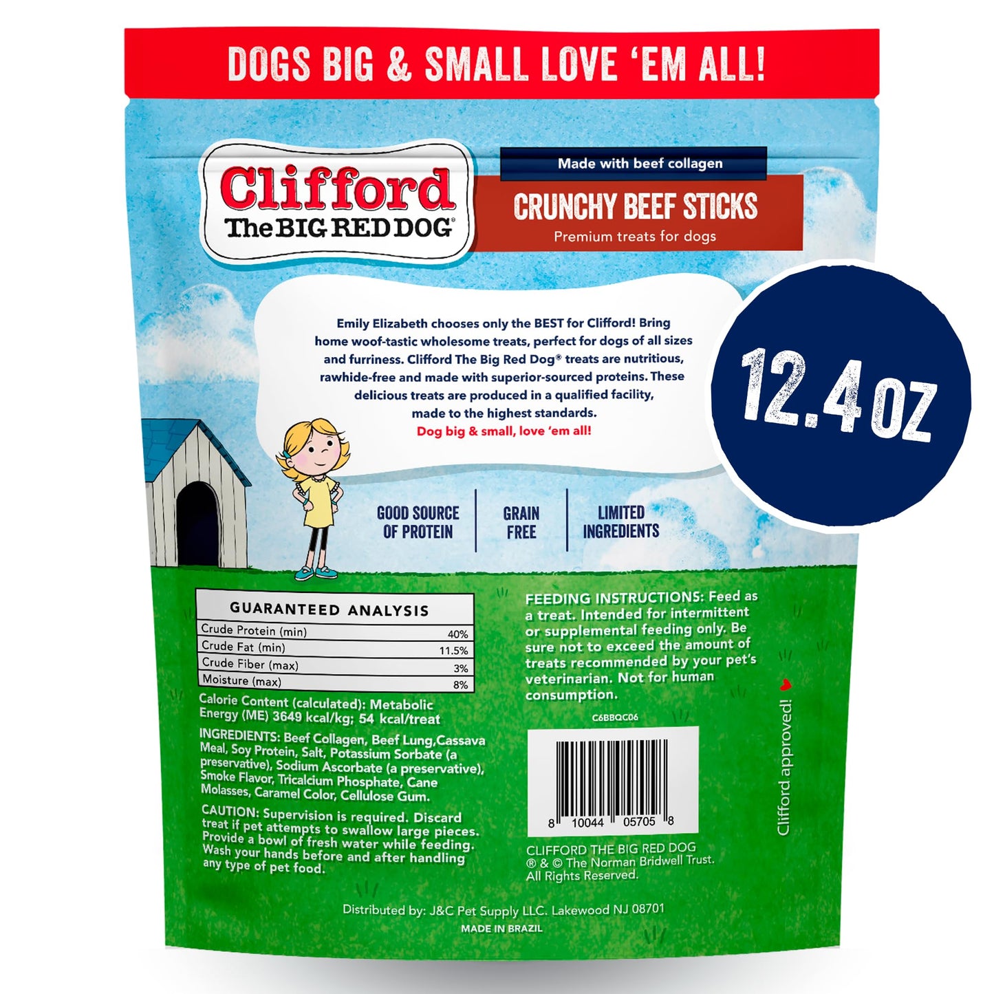 Clifford The Big Red Dog Soft Training Treats for Puppies and Dogs – Healthy, High Protein, Grain Free, Soft Puppy Treats for Small Dogs and Large – Real Crunchy Beef Sticks – 24ct
