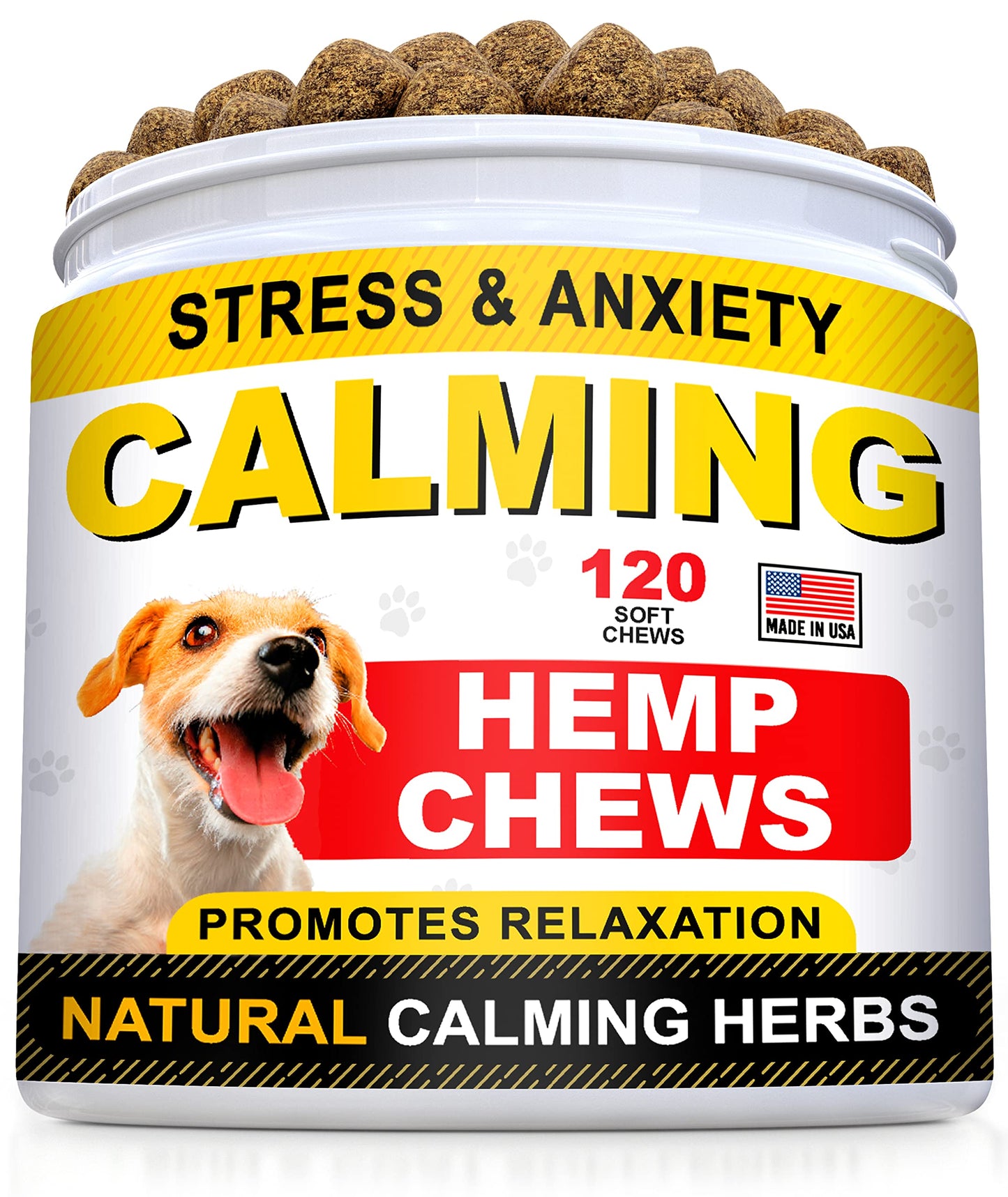 Hemp Calming Treats + Glucosamine for Dogs Bundle - Anxiety Relief + Joint Pain Relief - Hemp Oil + Protein, Chondroitin, MSM, Turmeric - Stress Relief + Improve Mobility - 240 Chews - Made in The USA