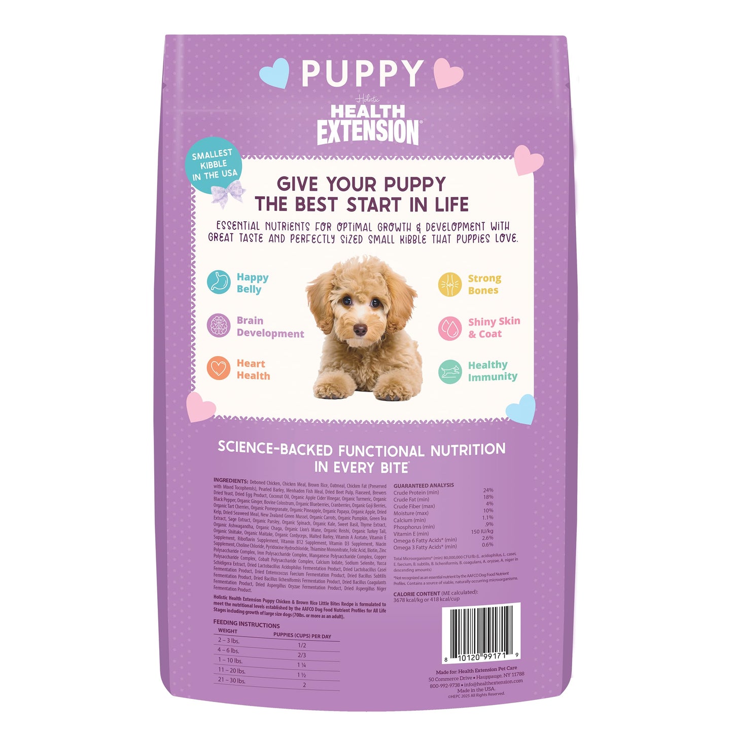 Health Extension Little Bites Chicken & Brown Rice Puppy Food – 3.5 lb Bag – Fresh Chicken First Ingredient with 30+ Superfoods – Natural, Complete & Balanced Nutrition for Small Breed Puppies
