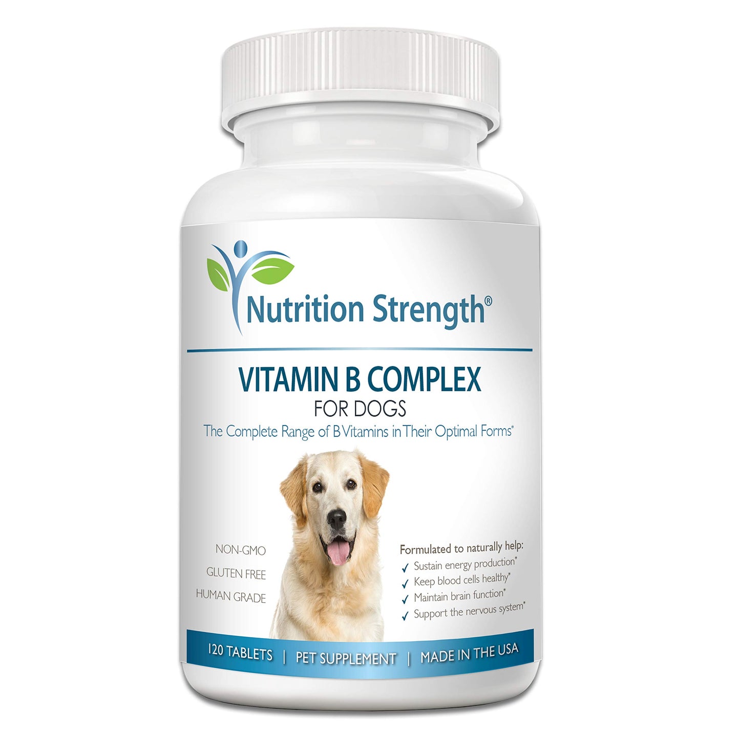 Nutrition Strength Vitamin B for Dogs, Complete B Complex for Dogs, Promote Blood Cell & Nervous System Health, Help Sustain Cellular Energy Production & Maintain Brain Function, 120 Chewable Tablets