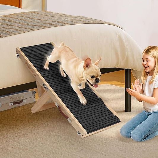 Small Dog Ramp for Bed Couch Car Folding Portable Pet Ramp for Cats Adjustable Height 21", Up to 35 lbs