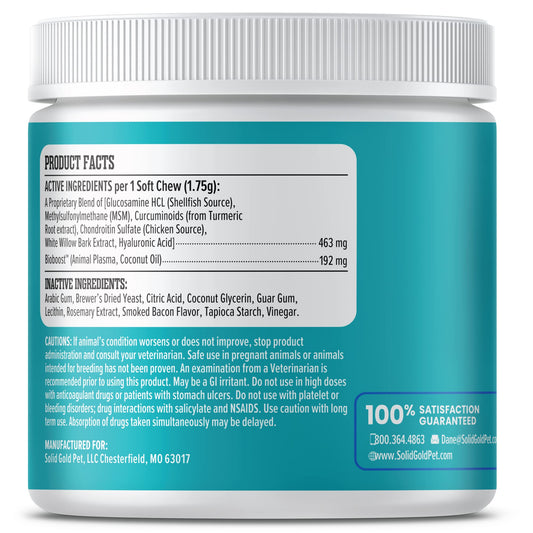 Solid Gold Hip and Joint Supplement for Dogs - Glucosamine Chondroitin MSM for Hip & Joint Pain Relief for Dogs - Puppy, Adult & Senior Dog Supplements for Dog Arthritis Pain Relief & Mobility - 120ct