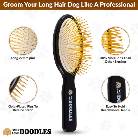 We Love Doodles Hypoallergenic Dog Shampoo, Conditioner & Detangler and Dog Pin Brush - Organic Ingredients, Sensitive Skin & Allergies, Detangler Brush for Shedding & Removing Loose Fur, Made in USA