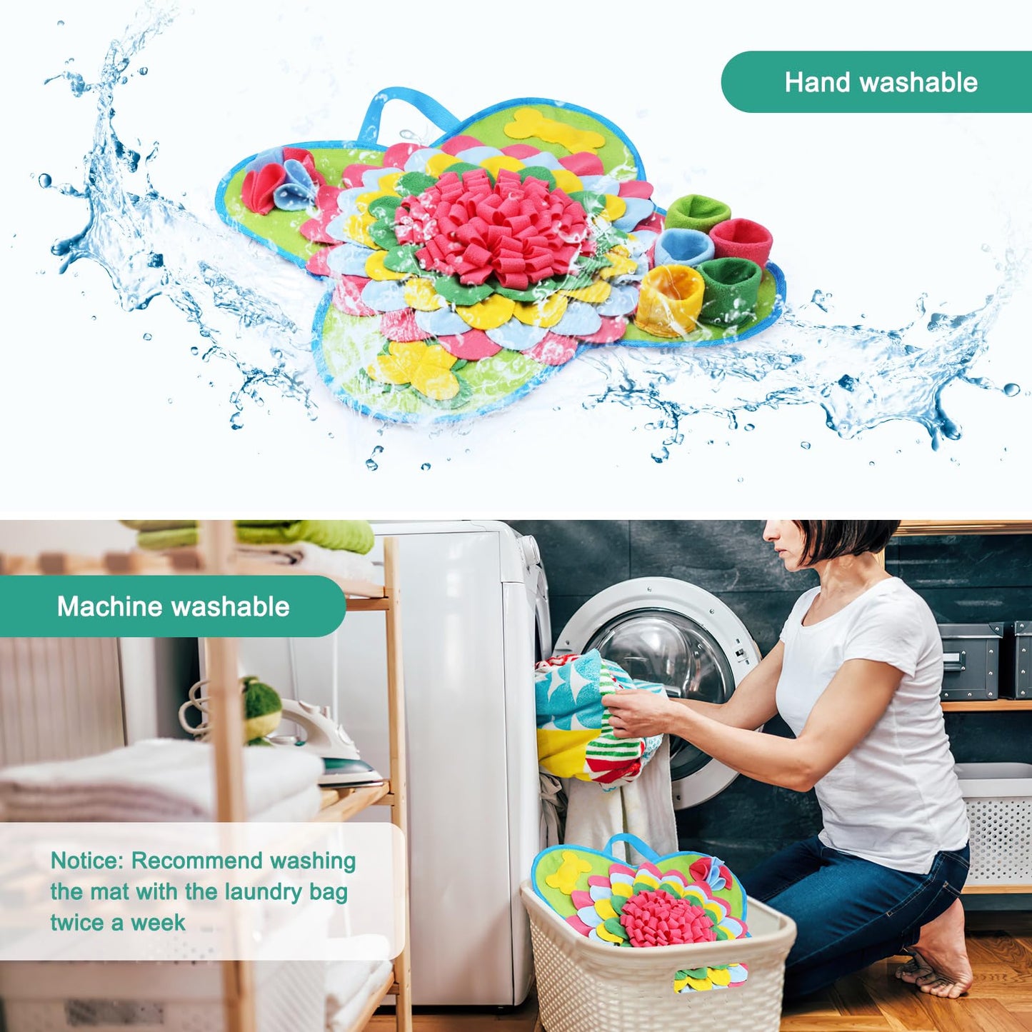 ORIA Snuffle Mat for Dogs, 20x20'' Interactive Dog Sniff Mat for Boredom, Slow Eating Keep Busy, Encourages Natural Foraging Skills, Pet Foraging Mat for Dogs Cats Rabbits