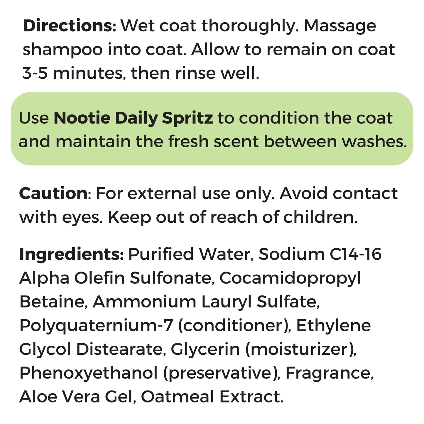 Nootie - Oatmeal Pet Shampoo for Sensitive Skin - Revitalizes Dry Skin & Coat - Natural Ingredients - Gentle Shampoo - Cleans & Conditions