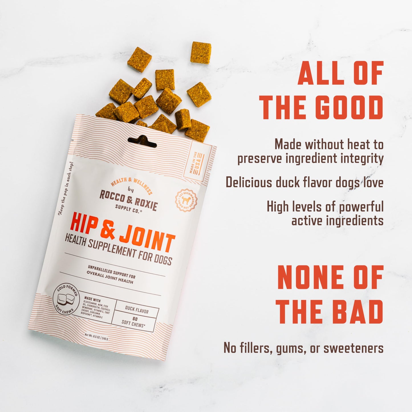 Rocco & Roxie Joint Supplement for Dogs, Glucosamine Hip and Joint Chews, Dog Joint Supplement Large & Small Breed, Senior Dog Vitamins to Support Mobility, Chondroitin, MSM, Health Supplies 60 ct