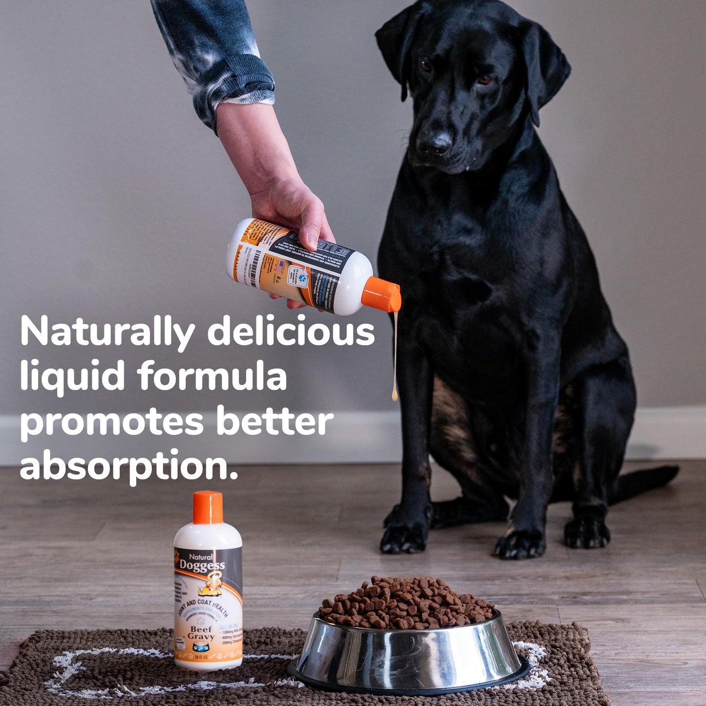DOGGESS Dressing Best Hip and Joint Supplement for Dogs, Glucosamine & Chondroitin/Joint Health/Salmon Oil for Dogs Skin and Coat Health, Delicious Beef Gravy Flavor, 32 Oz