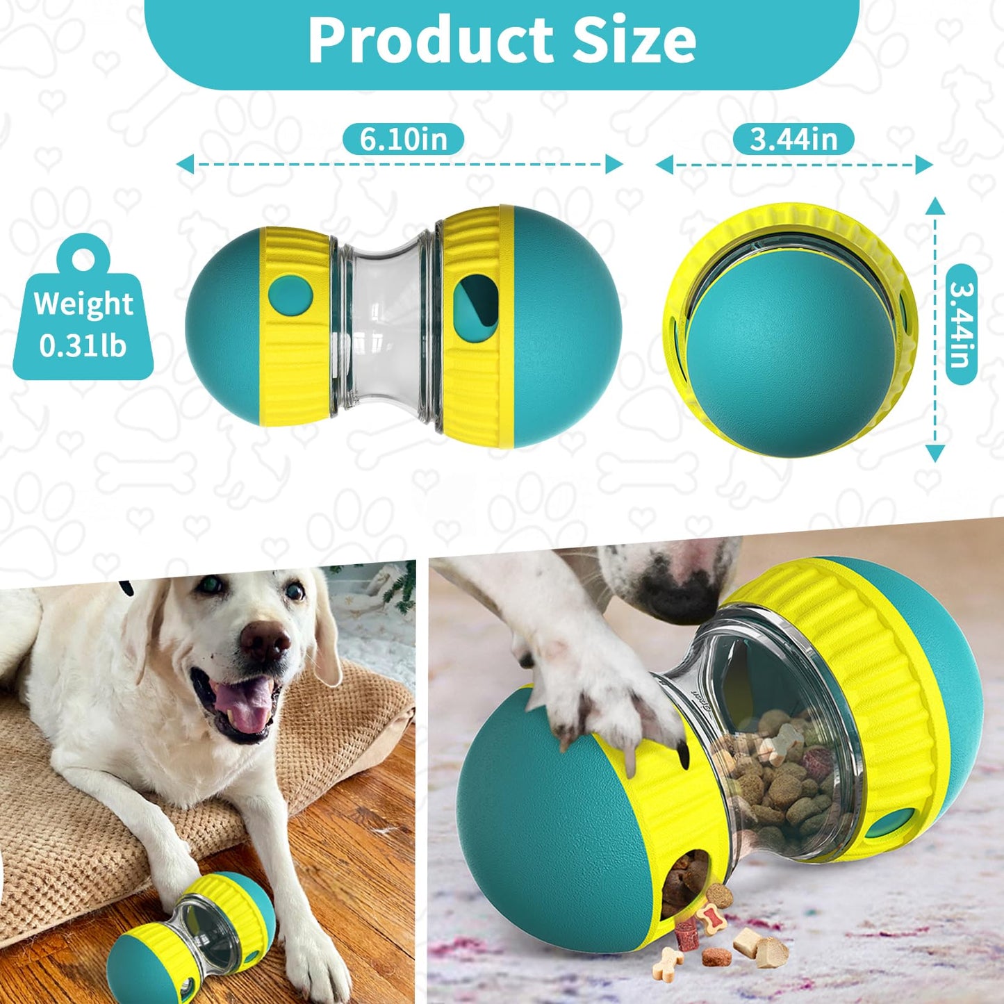 COSOWO Slow Feeder Dog Toy, Interactive Treat Dispenser & Puzzle Ball for Fast Eaters, Mental Stimulation, Boredom Relief, Food-Grade ABS, Adjustable Difficulty for Small & Large Dogs, Green