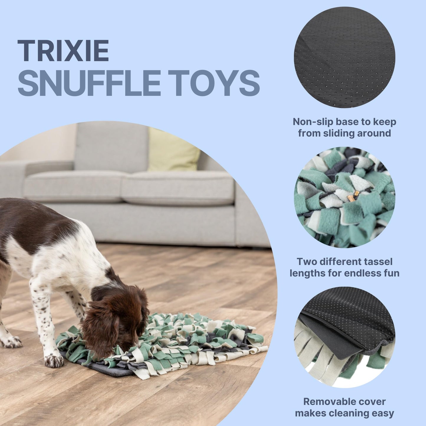 TRIXIE Snuffle Mat for Dogs, Level 1 Interactive Dog Toys, Slow Feeder Puzzle, Foraging Training