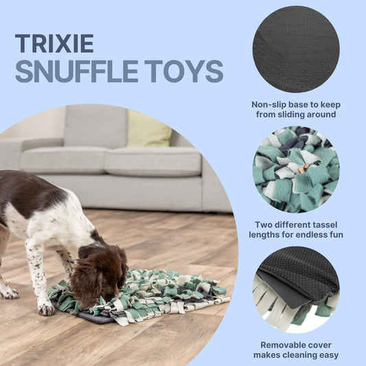 TRIXIE Snuffle Mat for Dogs, Level 1 Interactive Dog Toys, Slow Feeder Puzzle, Foraging Training