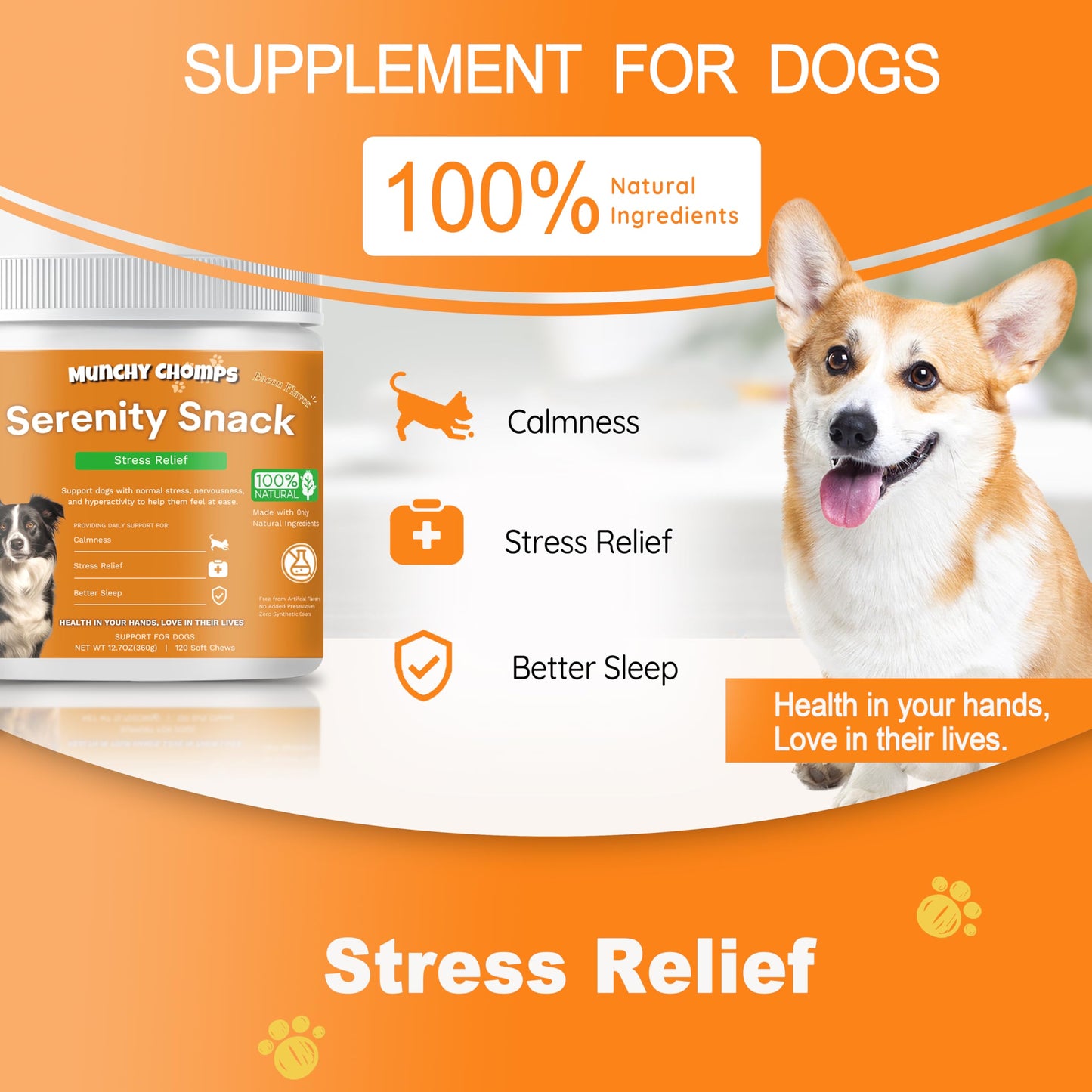 Serenity Snack for Dogs - Stress Relief & Calming Chews with Colostrum Calming Complex & L-Theanine - Promotes Relaxation & Better Sleep (Chicken)