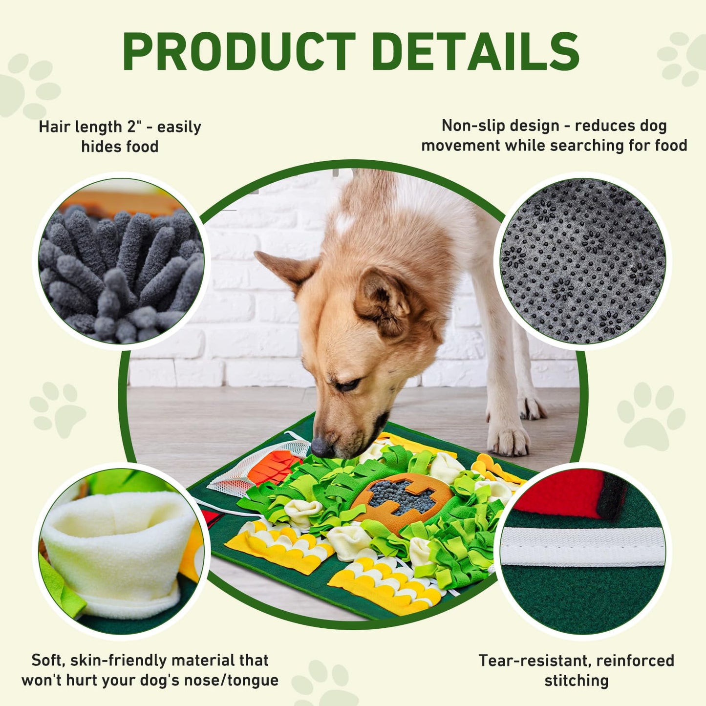 Aipawzz Snuffle Mat for Dogs Large Breed, 24''x32'' Interactive Sniff Mat for Dogs, Slow Feeder Dog Treat Mat for Smell Training and Mental Stimulation, Enrichment Feeding Game for All Breeds (Large)
