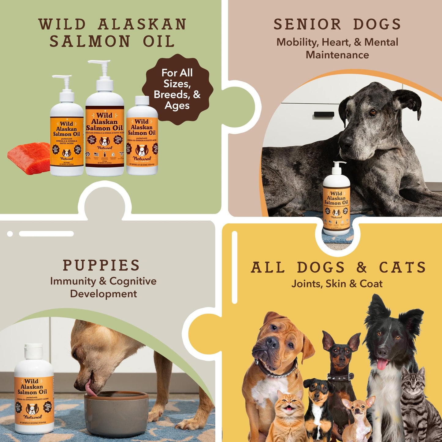 Natural Dog Company Healthy Joints Bundle, Includes (1) Wild Alaskan Salmon Oil - 16 oz., (1) Hip and Joint Chews Supplement - 90 pcs, Vitamins for Dogs, Fish Oil for Dogs