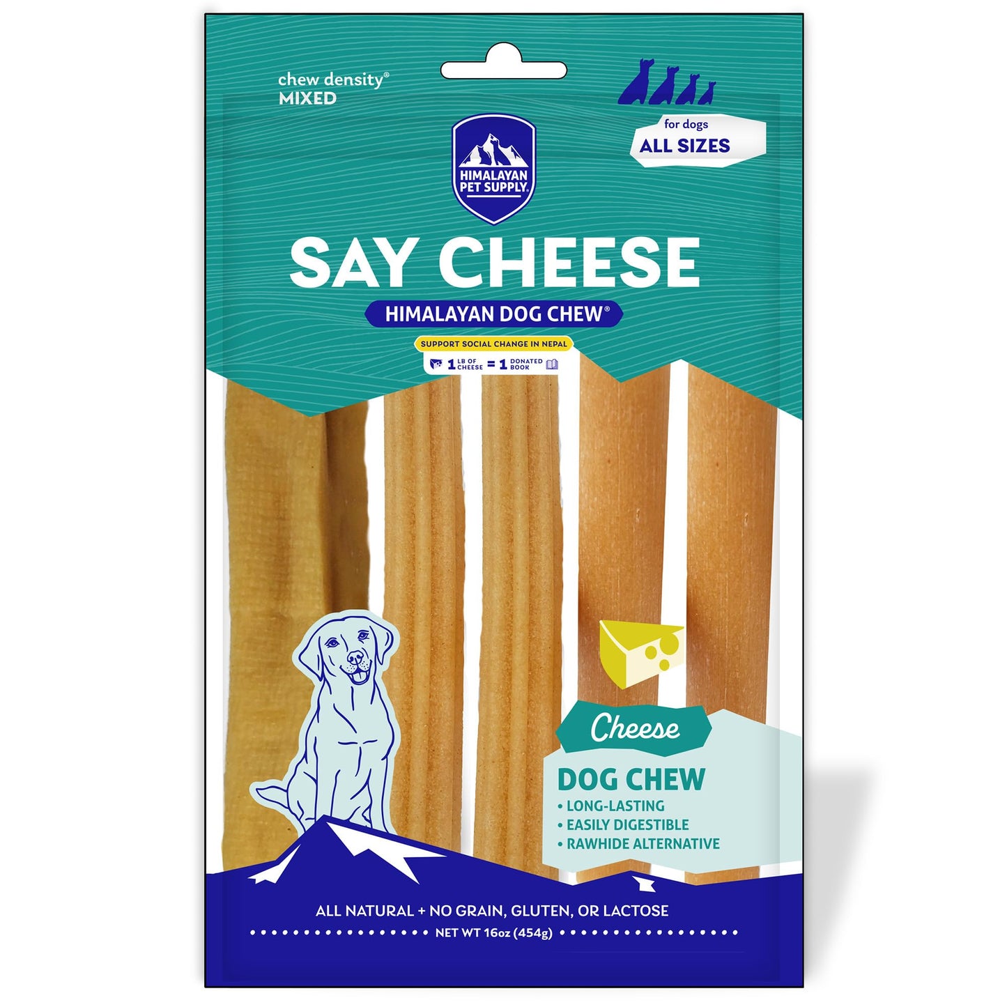 Himalayan Dog Chew Say Cheese! Assorted Yak Cheese Dog Treats, Long-Lasting Himalayan Pet Chews, Easily Digestible Chew Sticks, Grain-Free & Healthy Dental Treats for Dogs – 8.3 oz Variety Pack