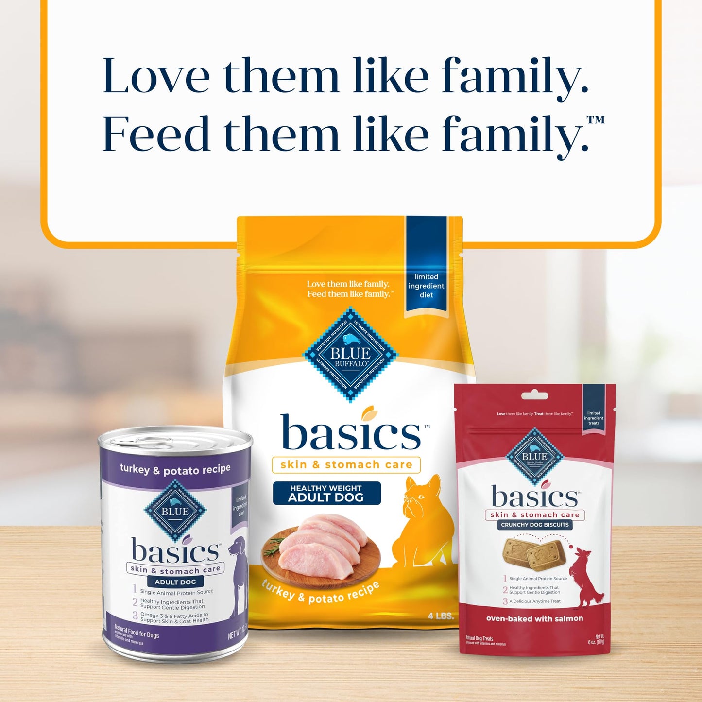 Blue Buffalo Basics Healthy Weight Adult Dry Dog Food, Skin & Stomach Care, Limited Ingredient Diet for Dogs, Turkey Recipe, 4-lb. Bag