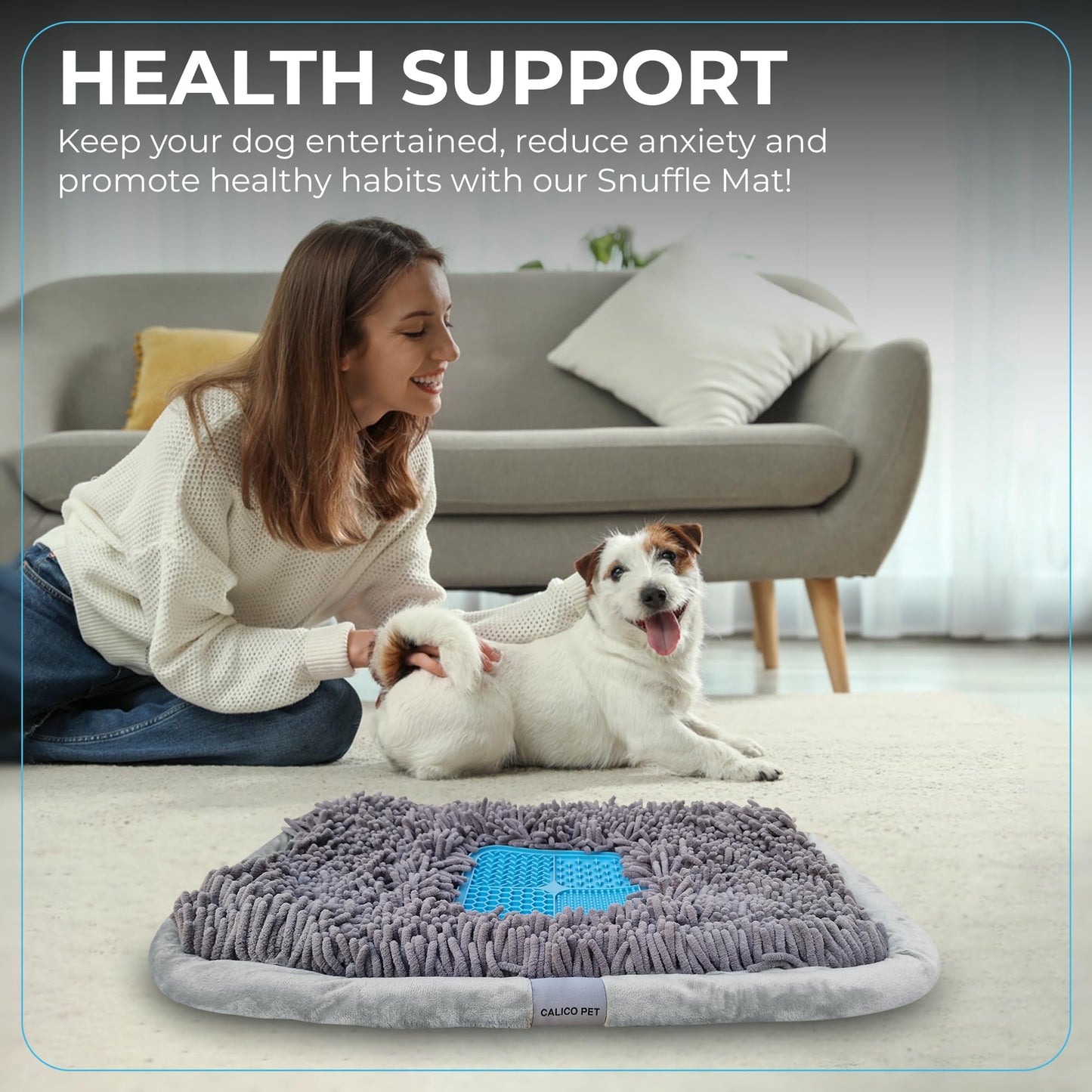 Snuffle mat for Dogs Size 25" x 18" - Silicone Lick mat Attachable with Sniffing Washable pad - Foraging Natural Mental Stimulation Toy Digging Slow Feeder Puzzle Enrichment Small Medium Large Puppy