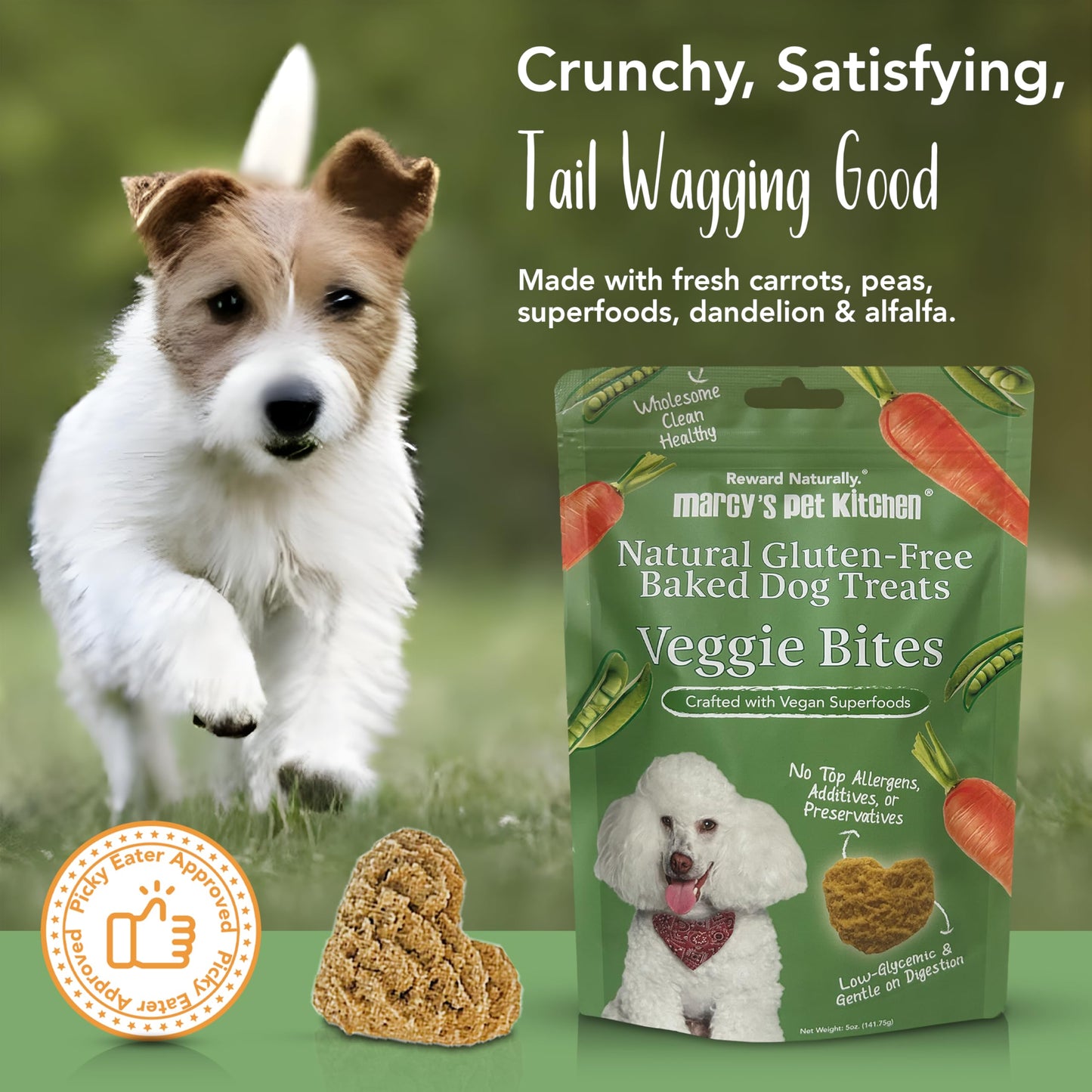 Marcy's Pet Kitchen-Diabetic Dog Treats-Vet Recommend-No Preservatives - Crunchy, Superfoods, All Natural-Vegan Homemade,-Gluten Free-for Sensitive Stomachs-Made in The USA Only.