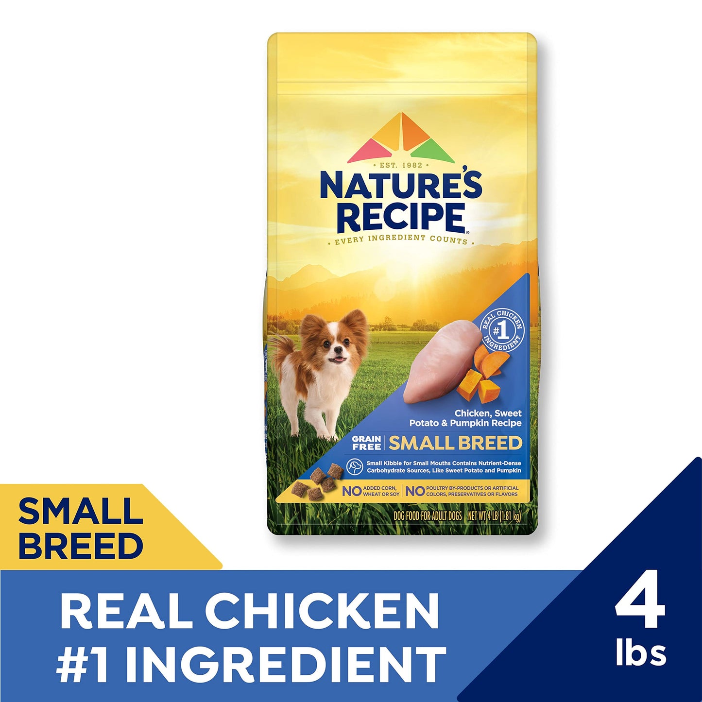 Nature's Recipe Grain Free Small Breed Dry Dog Food, Chicken, Sweet Potato & Pumpkin Recipe, 4 lb. Bag