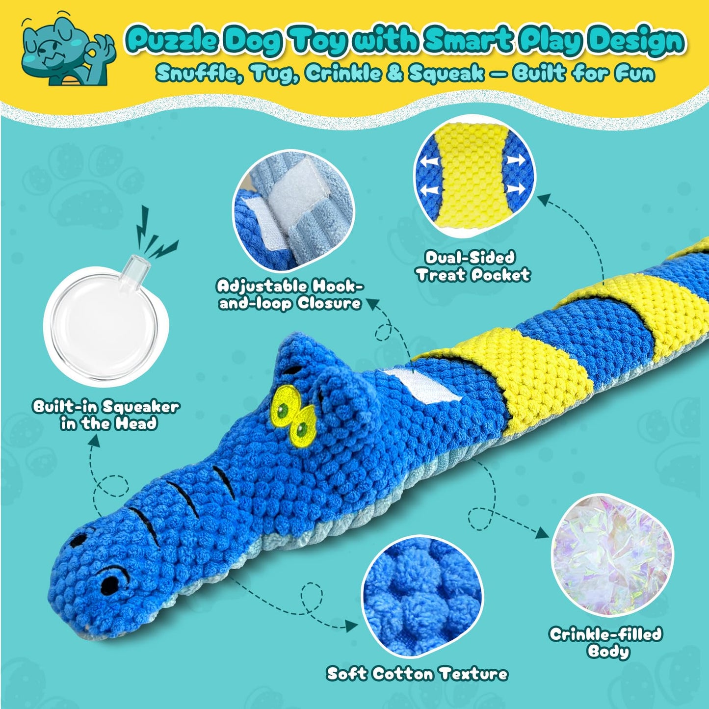TOOPTATE Interactive Squeaky & Crinkle Dog Puzzle Toys - Plush Dog Enrichment Toys to Keep Them Busy, Cognitive Dog Toys for Small, Medium and Large Dogs