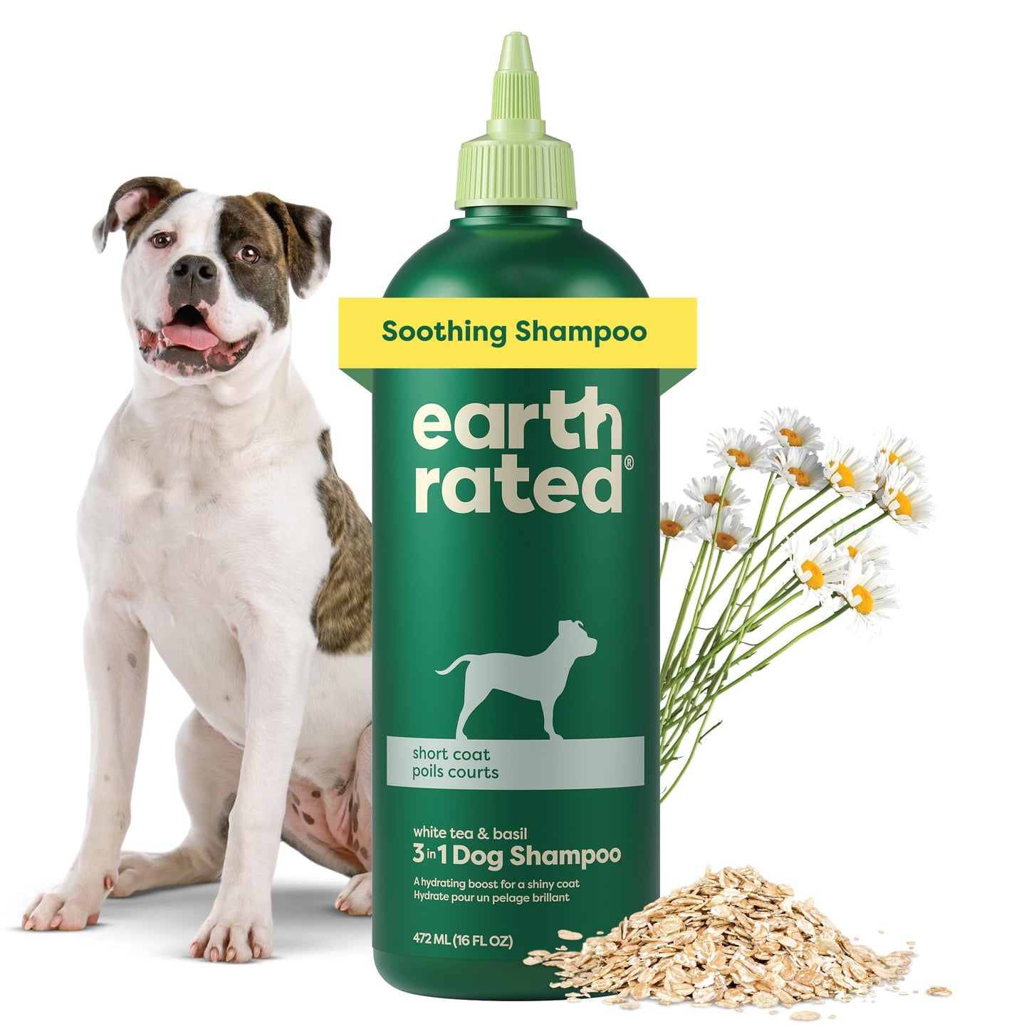 Earth Rated 3-in-1 Soothing Dog Shampoo and Conditioner, Deodorizing Oatmeal Shampoos for Dogs and Puppies, Great for Smelly Pets, White Tea and Basil Scent, 16 oz