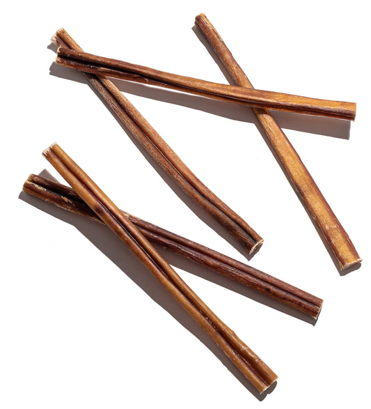 Jack&Pup 12 Inch Bully Sticks for Large Dogs (5 Pack) Thick Odor Free Bully Sticks, Long Lasting Pizzle Sticks for Dogs