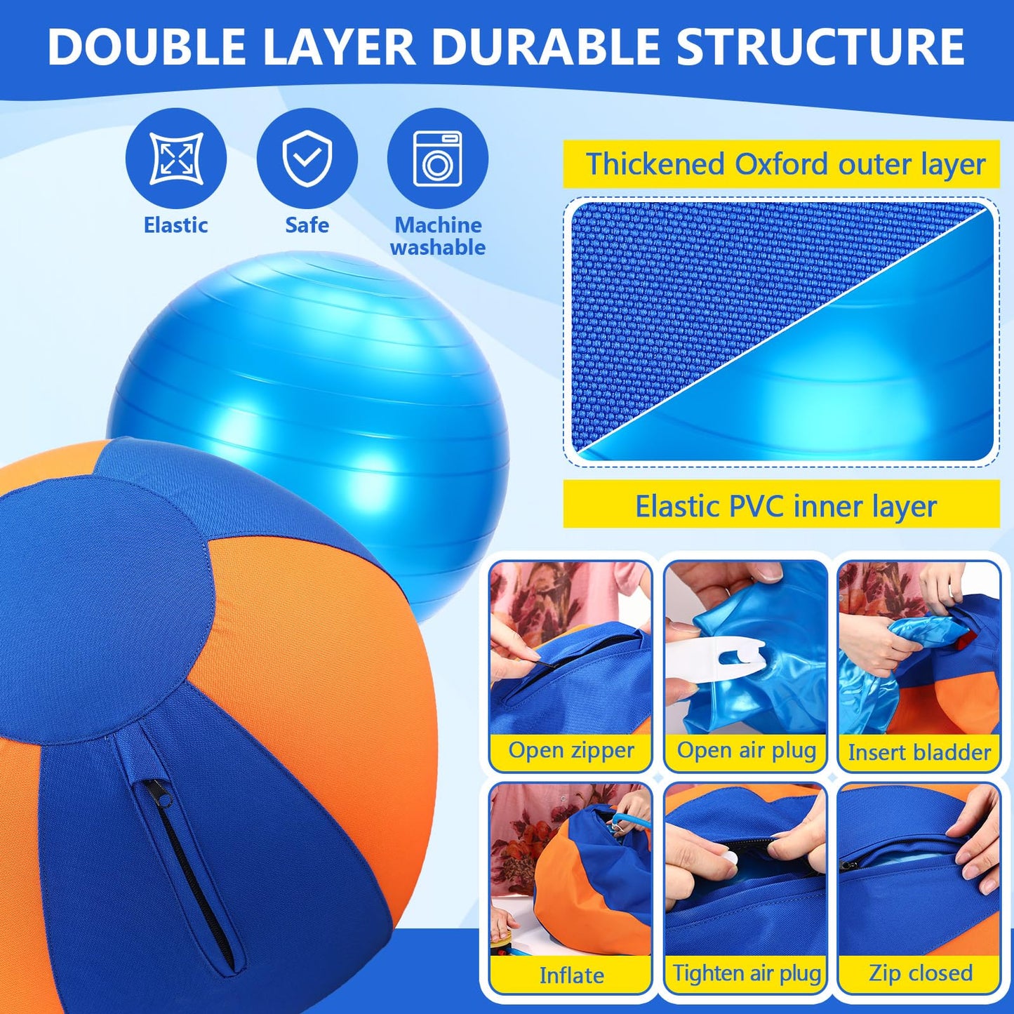 2 Set 17 Inch Herding Ball for Dogs Durable Dog Herding Ball with Full Coverage Oxford Cloth Cover Pump Tool Agility Training Equipment for Australian Shepherd Cattle Border Collie