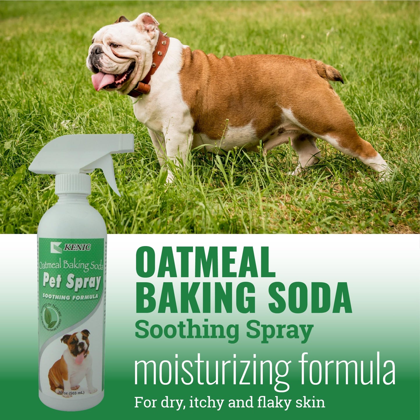 Kenic Oatmeal & Baking Soda Anti-Itch & Odor Control Spray for Dogs & Cats, Deodorizes & Soothes Coat & Skin, Made in USA