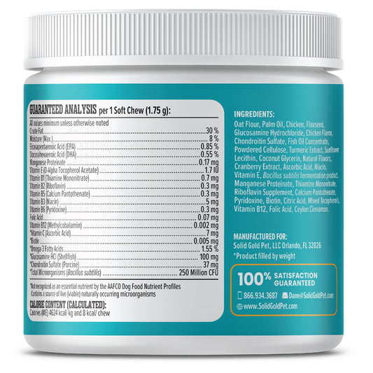 Solid Gold Senior Dog Multivitamin - Dog Vitamins Chewable Supplements - All-in-One Heart, Joint, Immune, Brain, Liver, Eye, Skin & Coat Support w/Vitamin C, B12, Probiotics & Antioxidants - 120ct