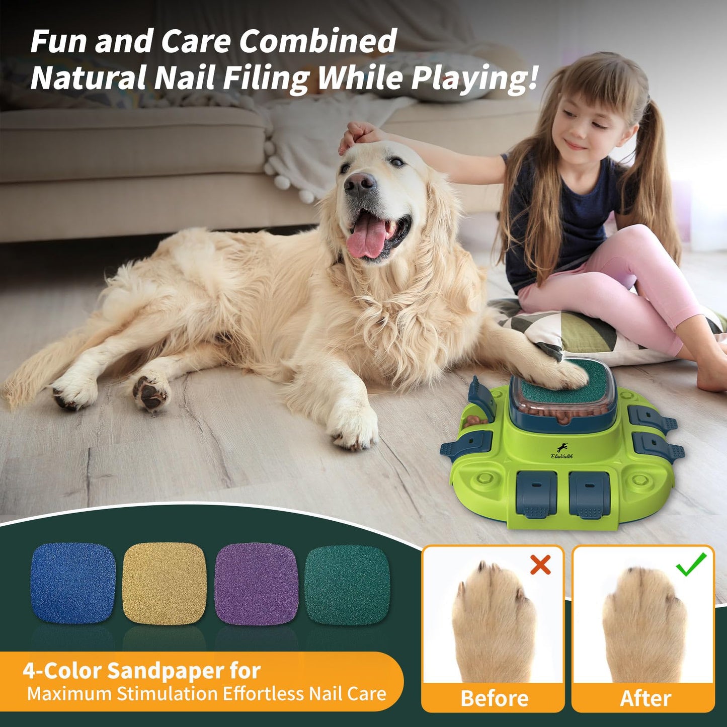 EliaValth Dog Puzzle, 3-in-1 Dog Toy: Interactive Dog Toys, Puzzle, Slow Feeder Dog Bowls & Nail File Orange